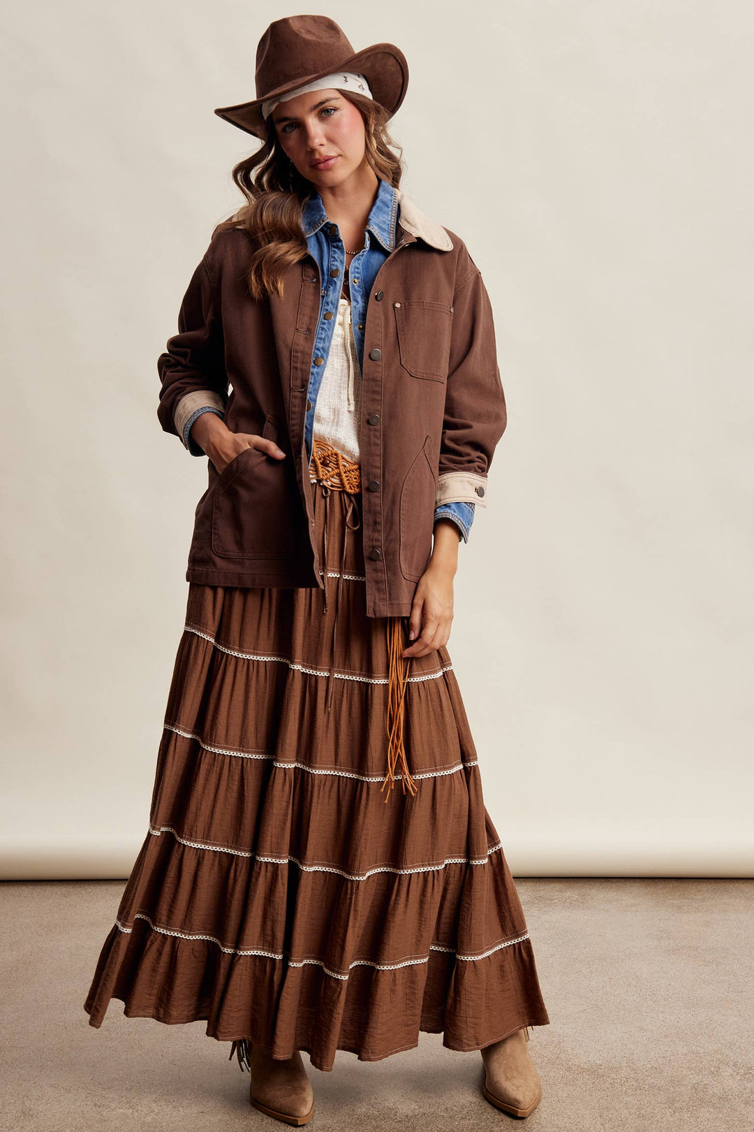 Listicle | Contrast Collar Utility Barn Jacket LJ0271
