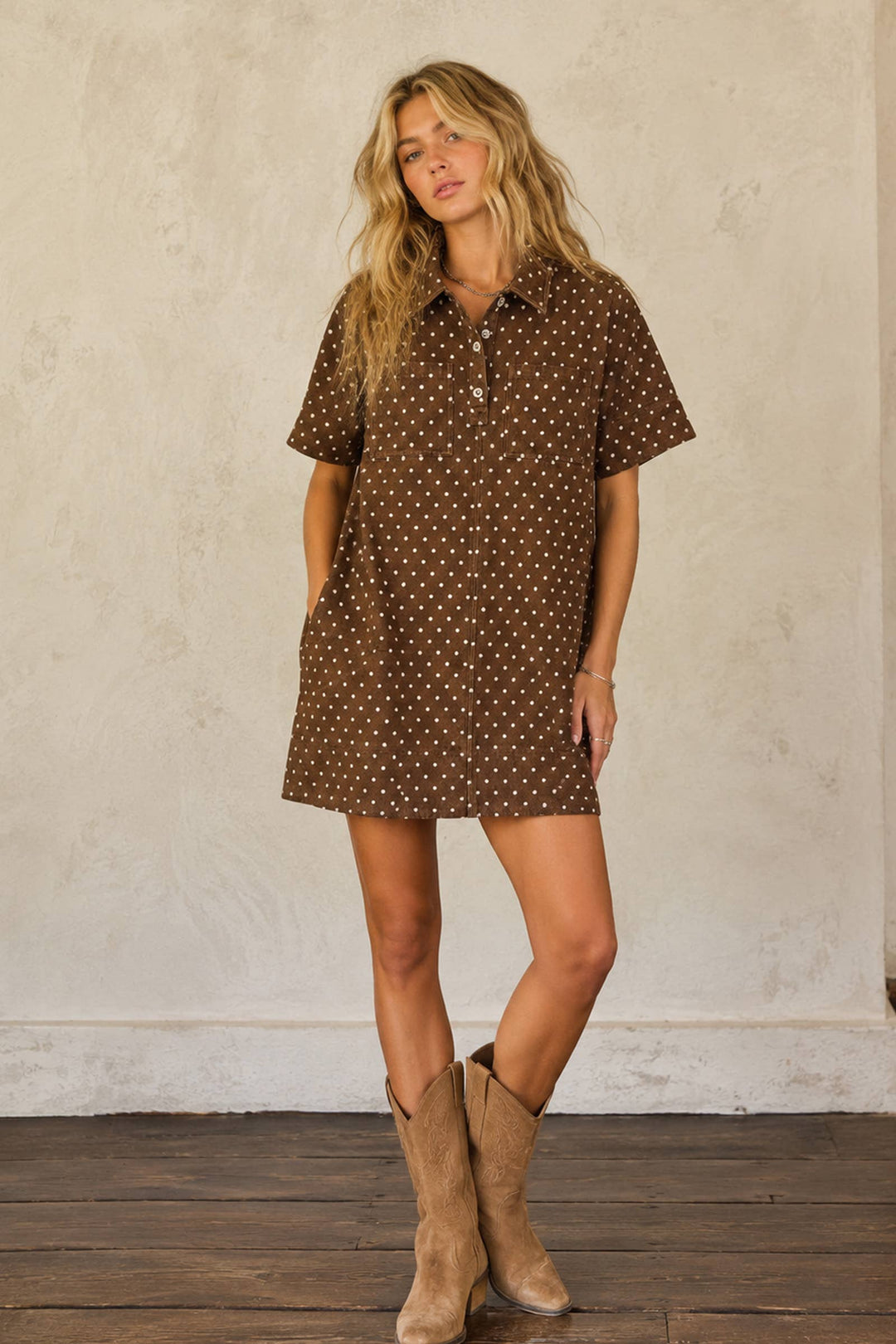 Sewn and Seen | Polka Dot Denim Shirt Dress
