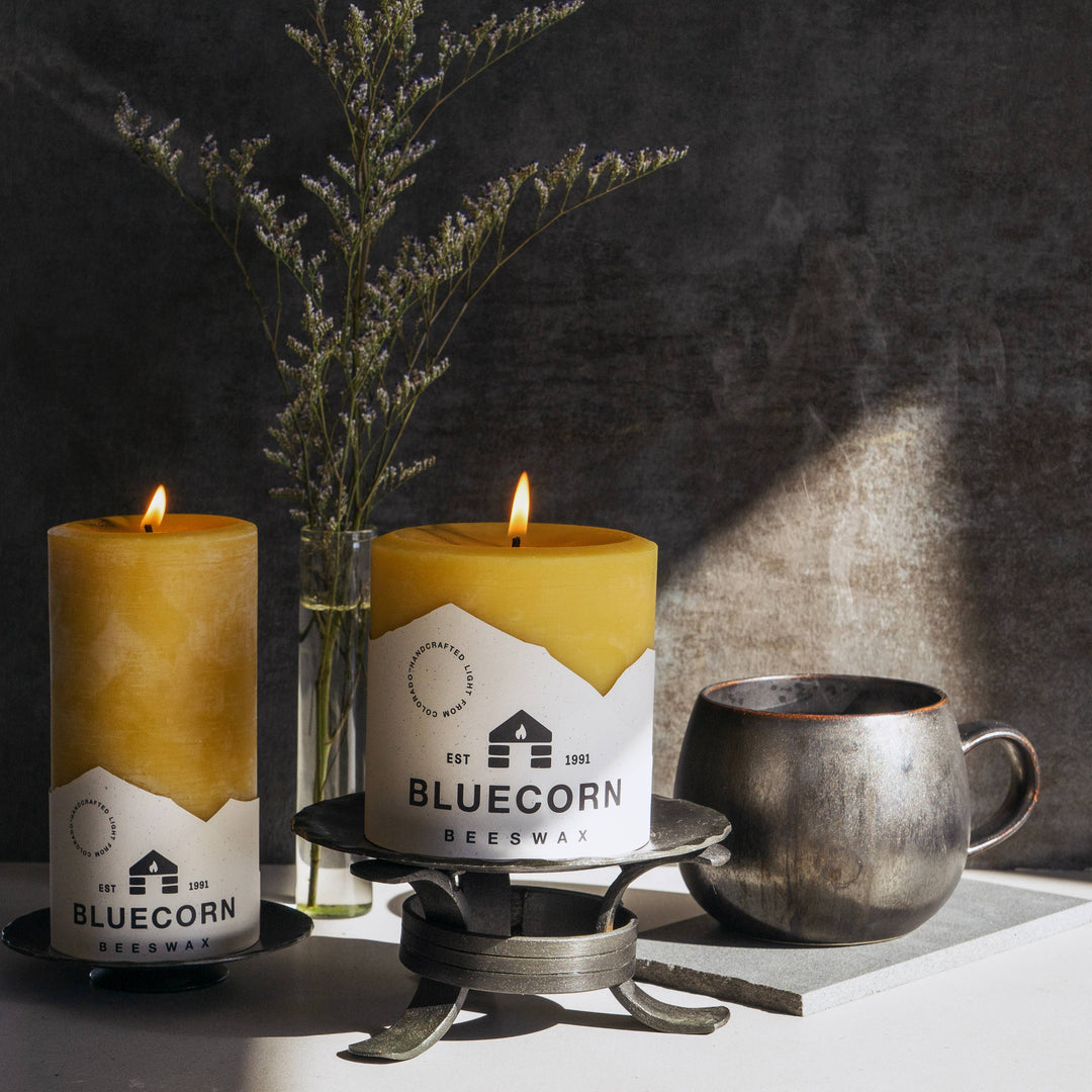 Bluecorn | Pure Beeswax Pillar Candles – Handmade in USA