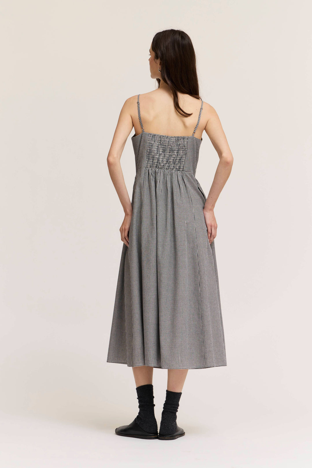 Grade and Gather | Strappy Button Down Gingham Midi Dress
