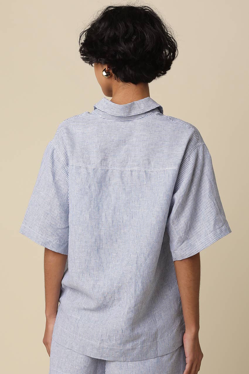 Olivacious | Alison Linen Striped Button-Up Shirt