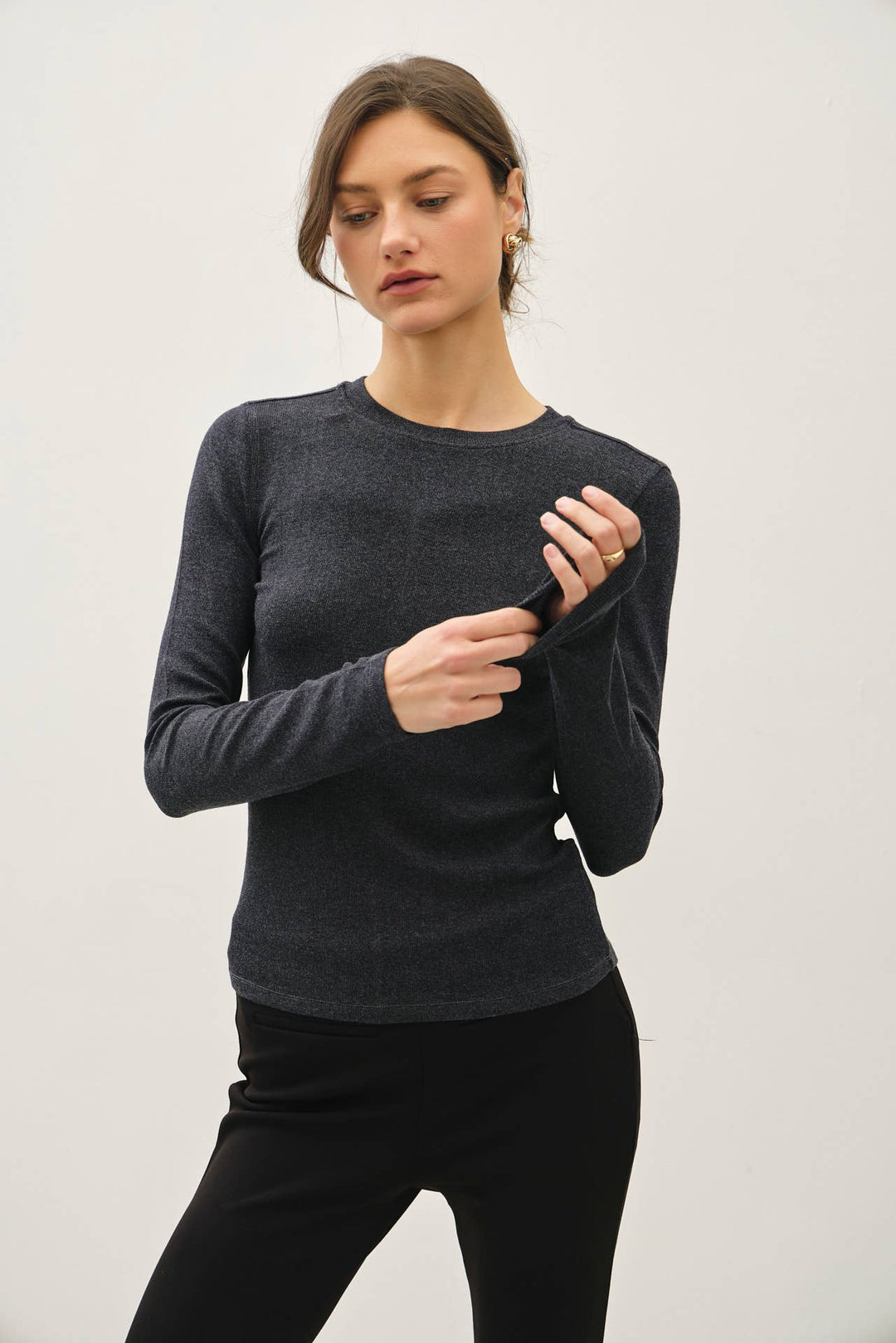 Be cool | Ribbed Crewneck Long Sleeve Top