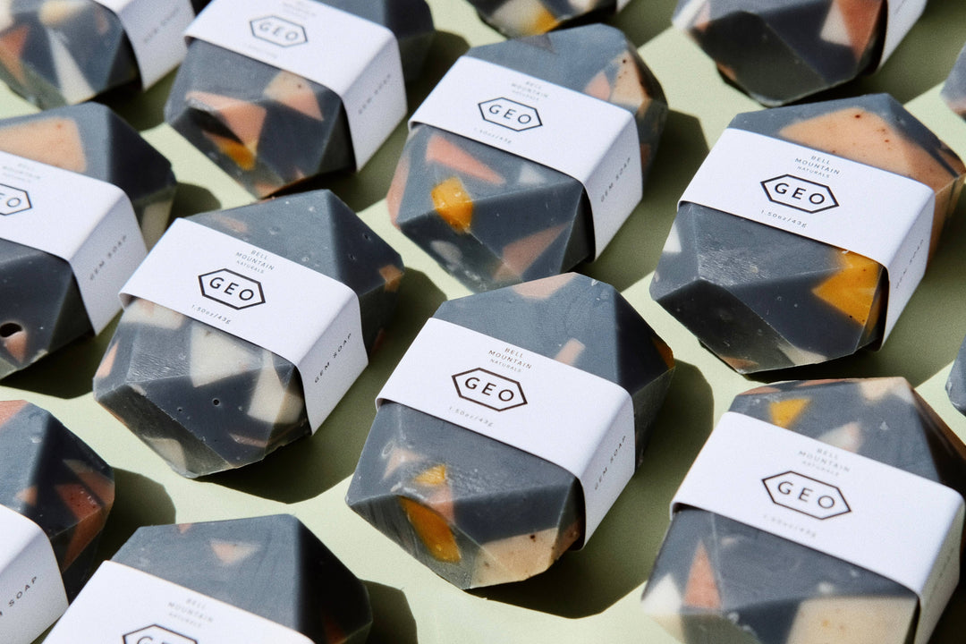 Bell Mountain Naturals | Terrazzo mini gem bar soap. Natural, sustainable, modern.