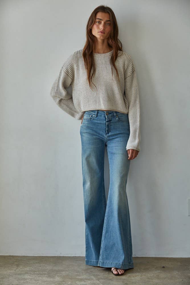 By Together | Knit Sweater Ribbed Crew Neck Pullover