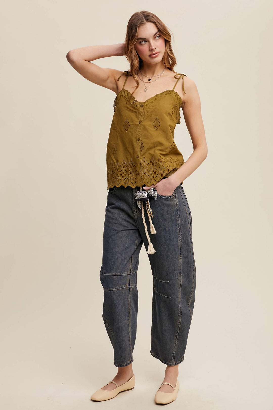 Listicle | Eyelet Embroidered Sleeveless Top