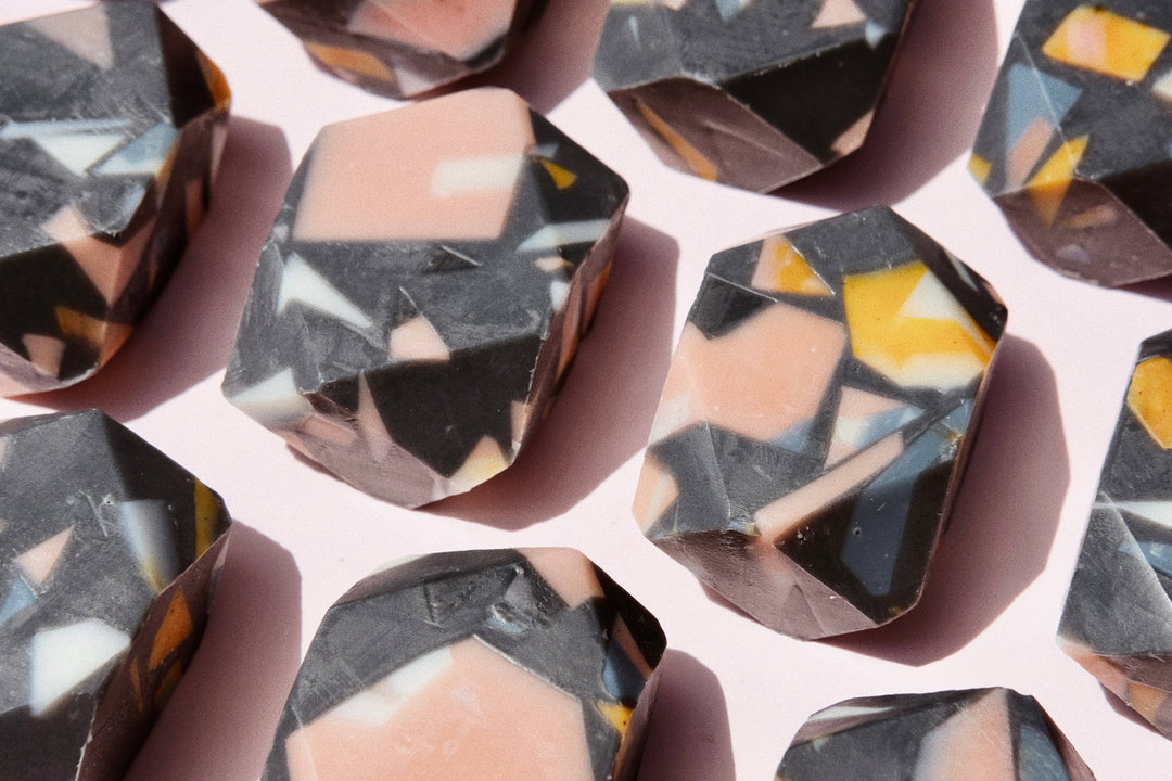 Bell Mountain Naturals | Terrazzo mini gem bar soap. Natural, sustainable, modern.