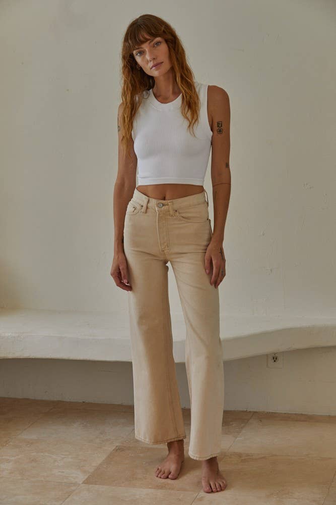 By Together | Knit Seamless Ribbed Round Neck Sleeveless Top