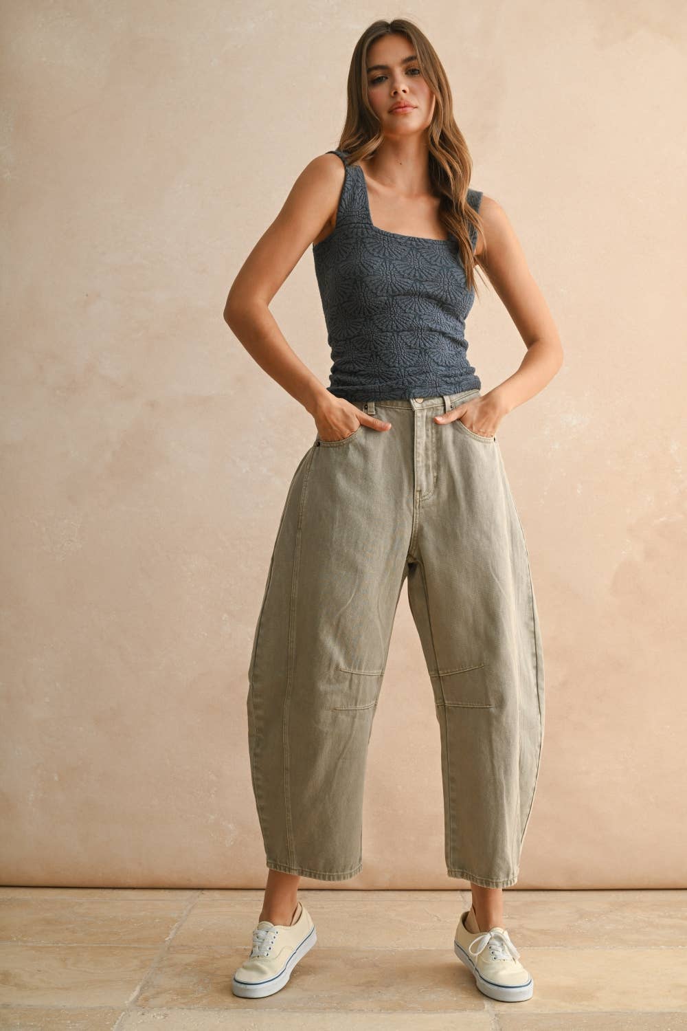 Miou Muse | Washed look detail textured knitted top
