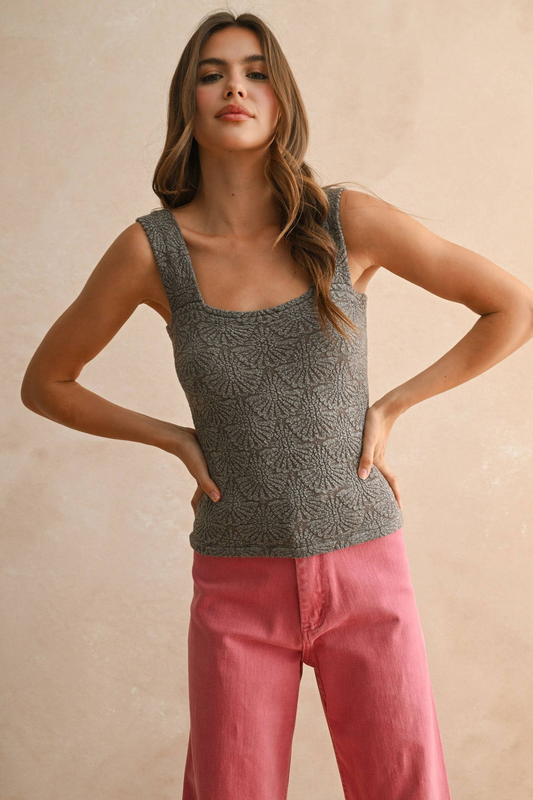 Miou Muse | Washed look detail textured knitted top