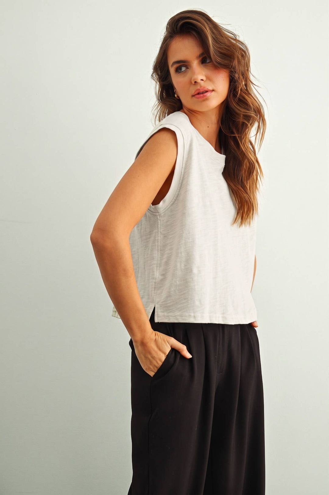 Miou Muse | Round Neck Slub Top