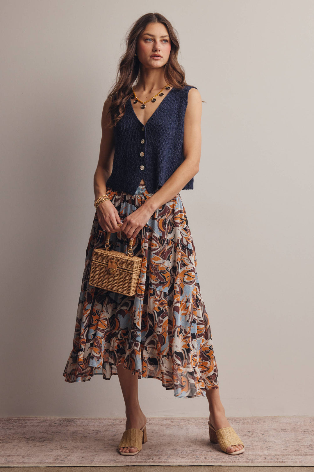 Forte | Button-Front Knit Vest Top