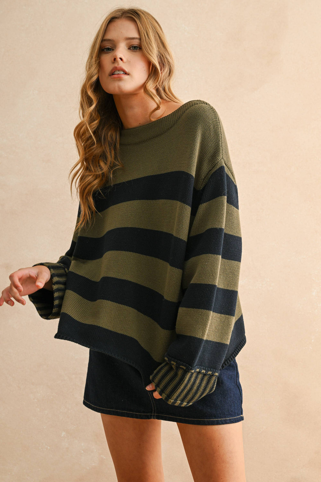 Miou Muse | Mock Neck Cotton Sweater