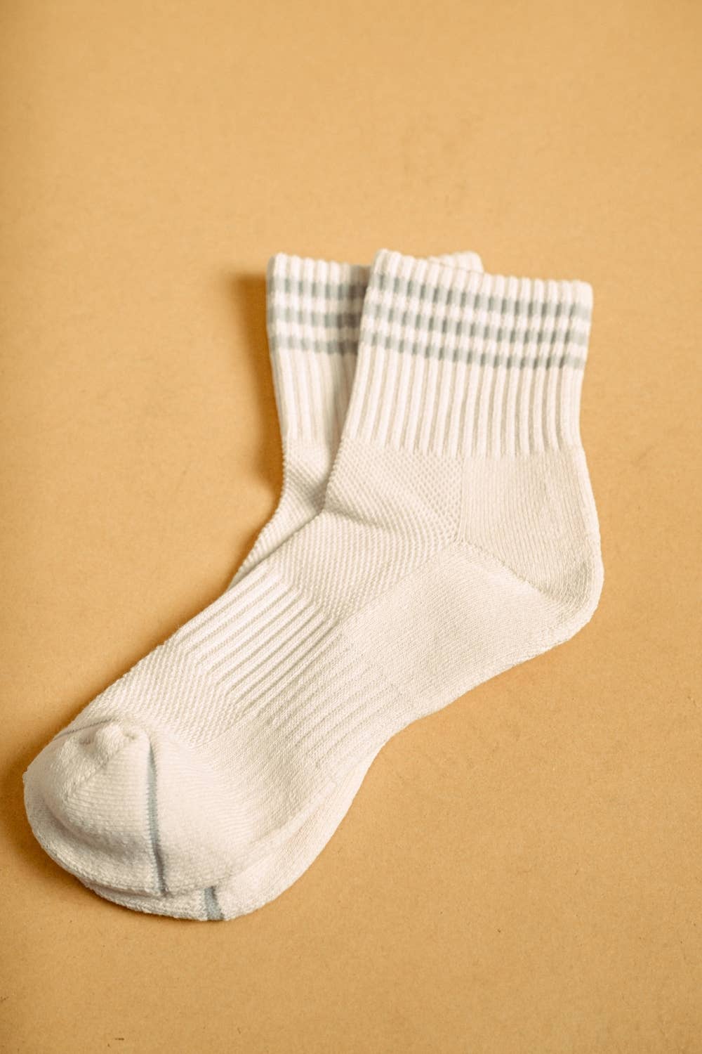 Miou Muse | Soft White Ankle Socks With Stripe details