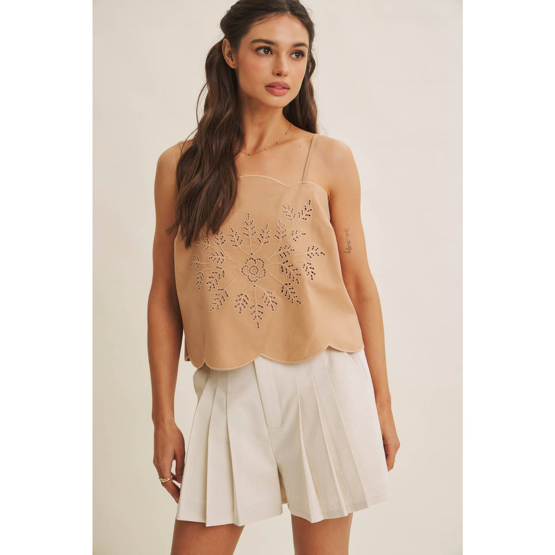 In February | A Line Cut Out Embroidered Cami