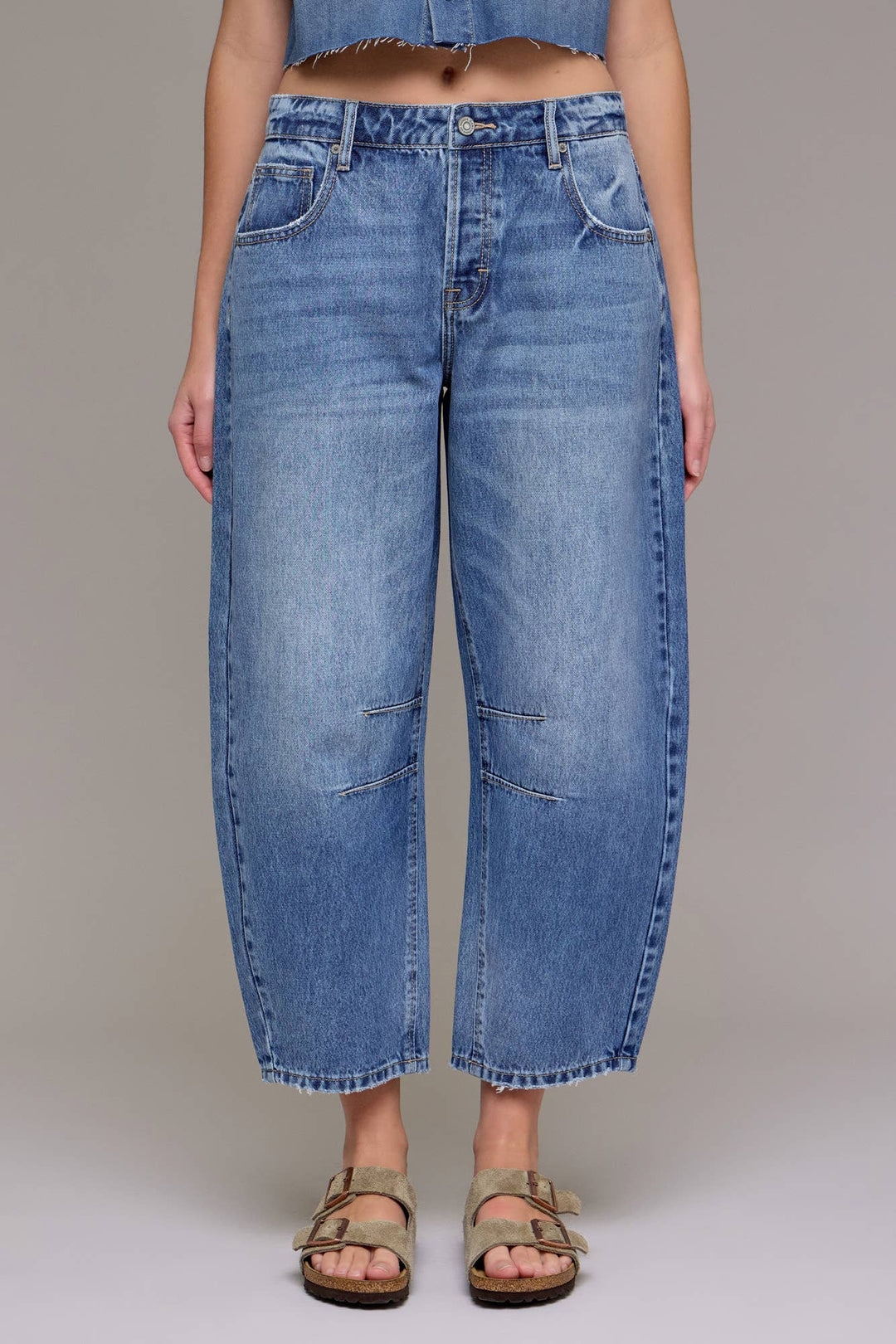 Hidden jeans | Medium Dark 25" Inseam Crop Barrel Jean