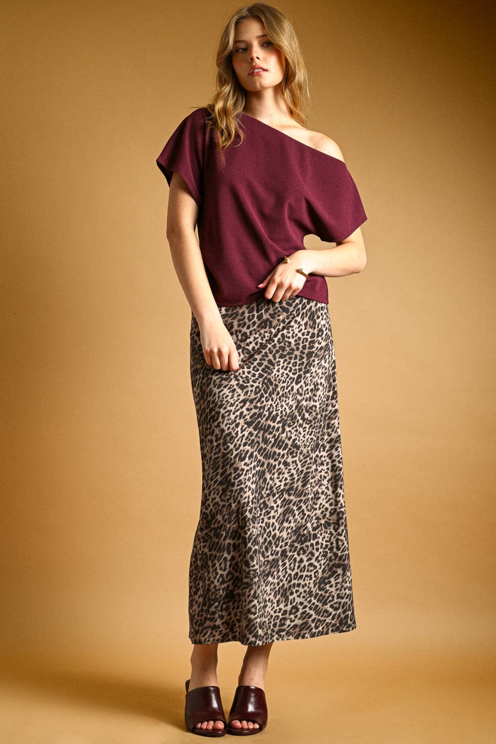 Miou Muse | Leopard Print Stretch Maxi Skirt