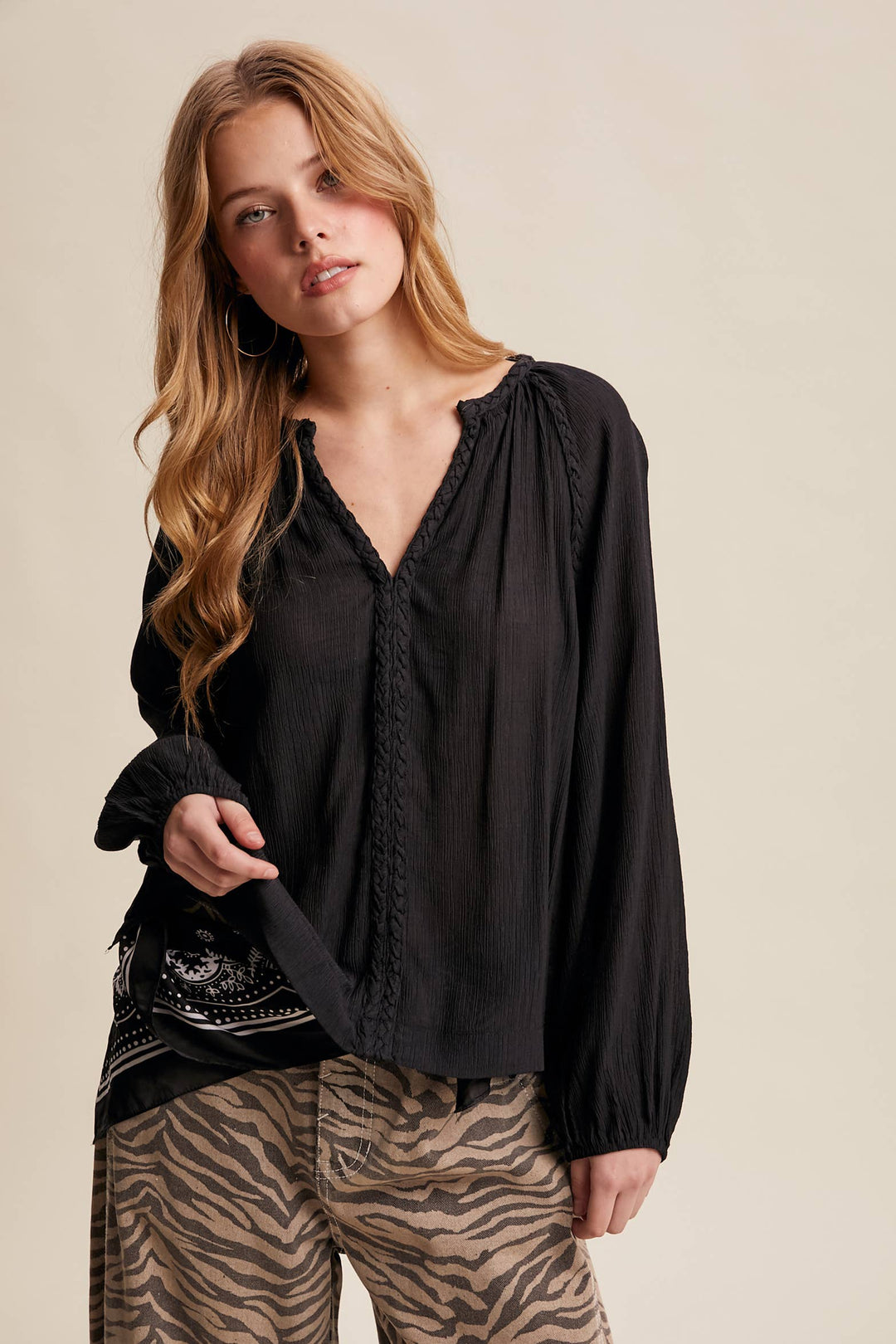 Listicle | Braided Trim Peasant Blouse