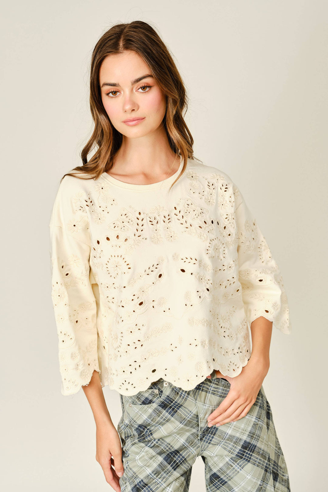 Aaron and Amber | Eyelet Terry Short sleeve Sweatshirt