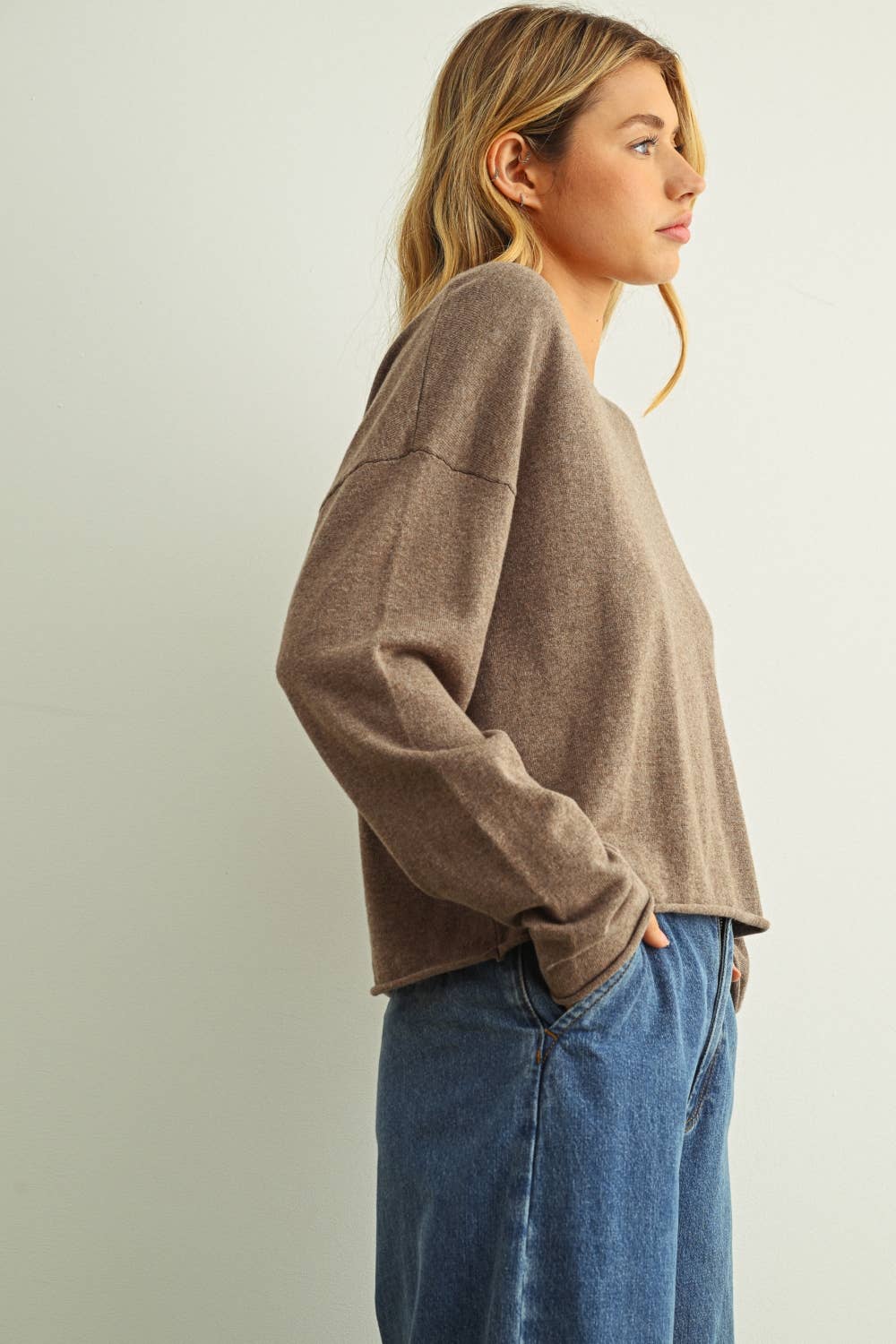 Miou Muse | Essential Short Sleeve Rolled Hem Top