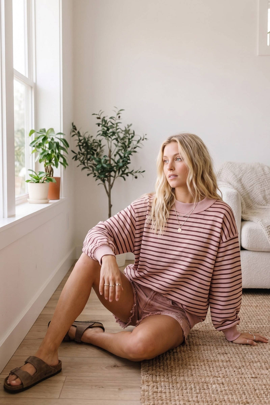 Sewn and Seen | Oversized French Terry Striped Pullover