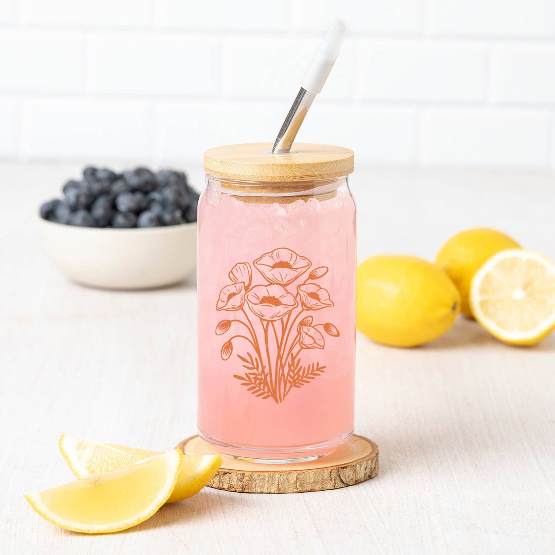Counter Culture | California Poppy Beer Can Glass – 16 oz Glass Tumbler