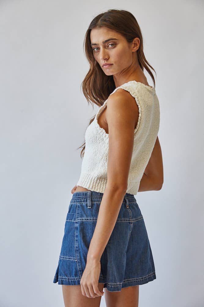 Creamon | Snuggly Cotton Button Knit Vest