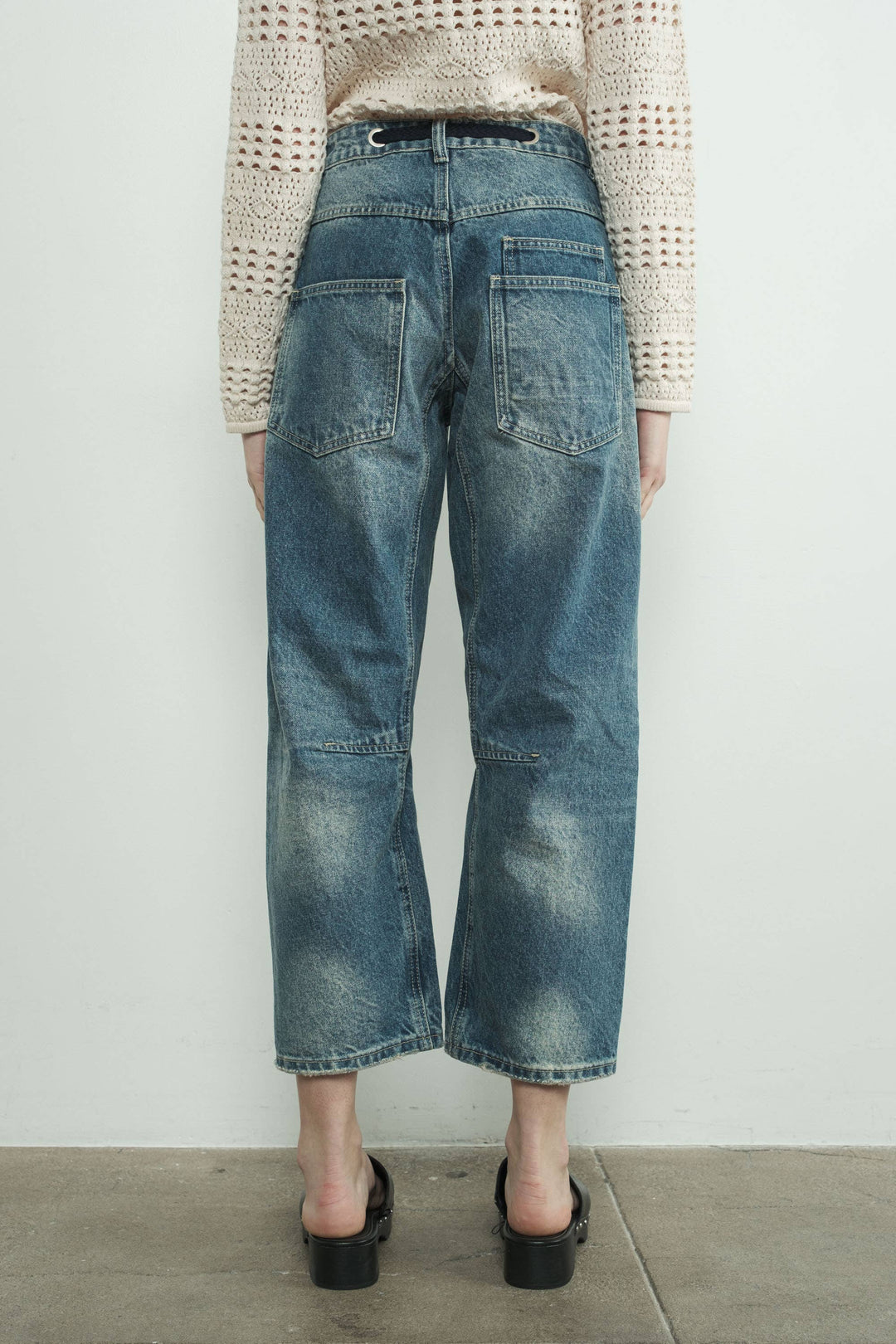 Aaron and Amber | Barrel Denim Pants with Eyelet Waist