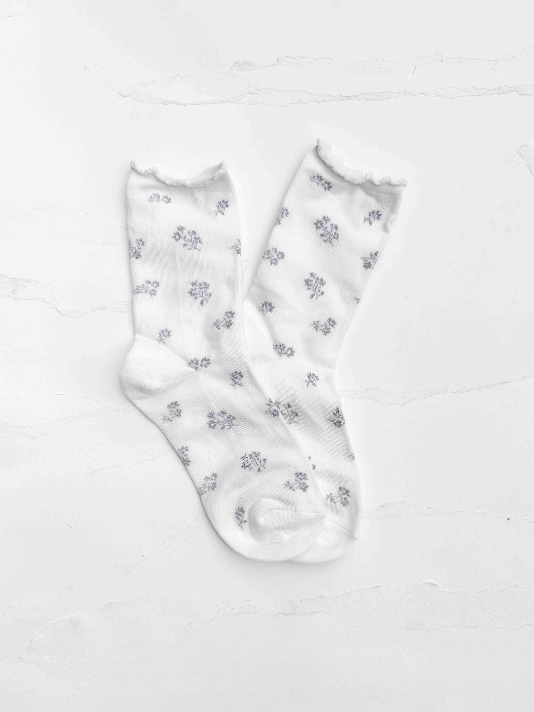Tiepology | Vintage Tiny Floral Ruffle Cotton Blend Socks