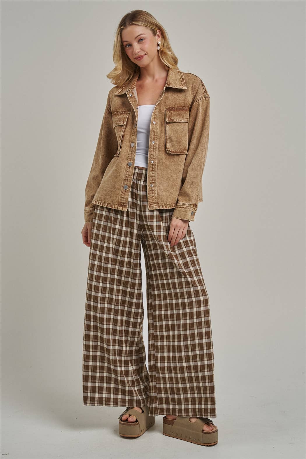 Bon | Fall Plaid Checker Boho Pants