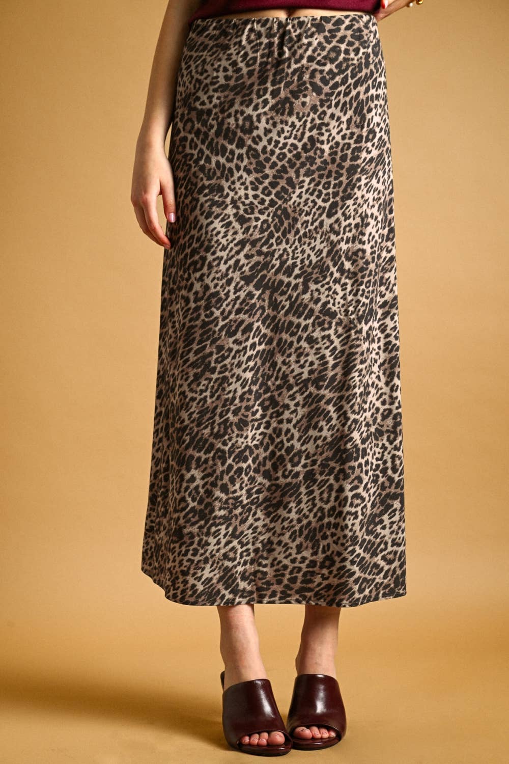 Miou Muse | Leopard Print Stretch Maxi Skirt