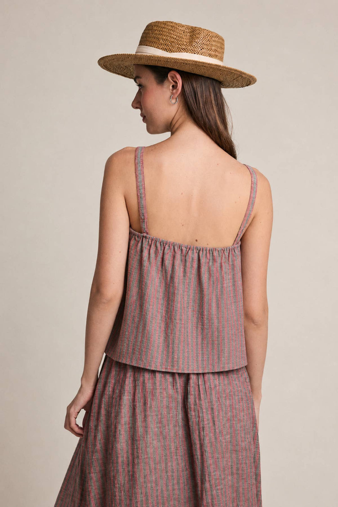 Raisonnel | Striped Linen Blend Button-Front Cami