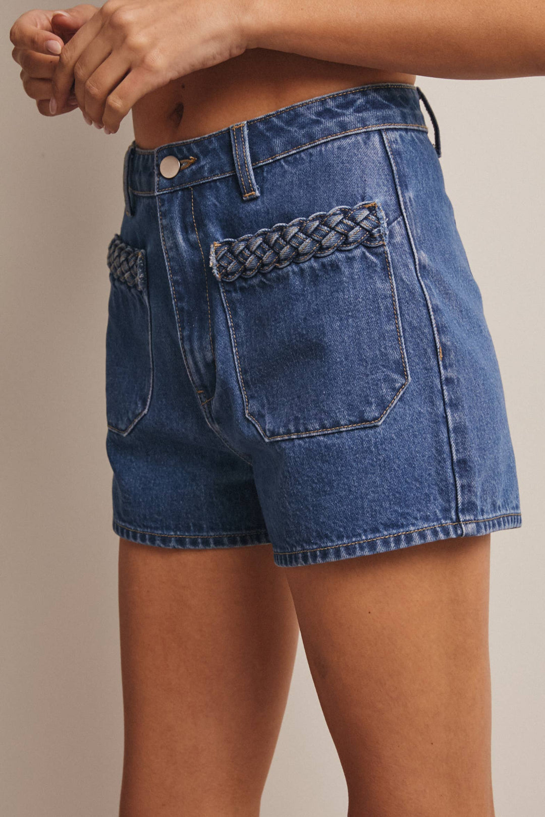 forte | Braided Pocket Denim Shorts