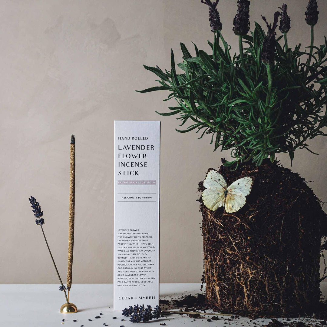Cedar and Myrrh | Lavender Incense Sticks – 7 Hand-Rolled Sticks from Peru