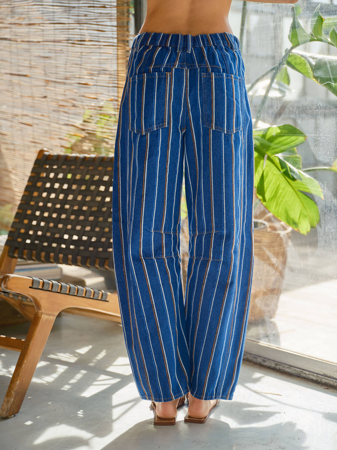 Aaron and Amber | Brushed Striped Barrel Pants