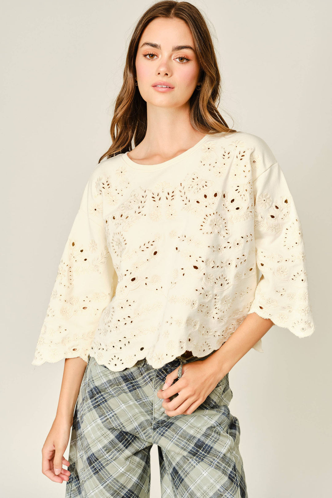 Aaron and Amber | Eyelet Terry Short sleeve Sweatshirt