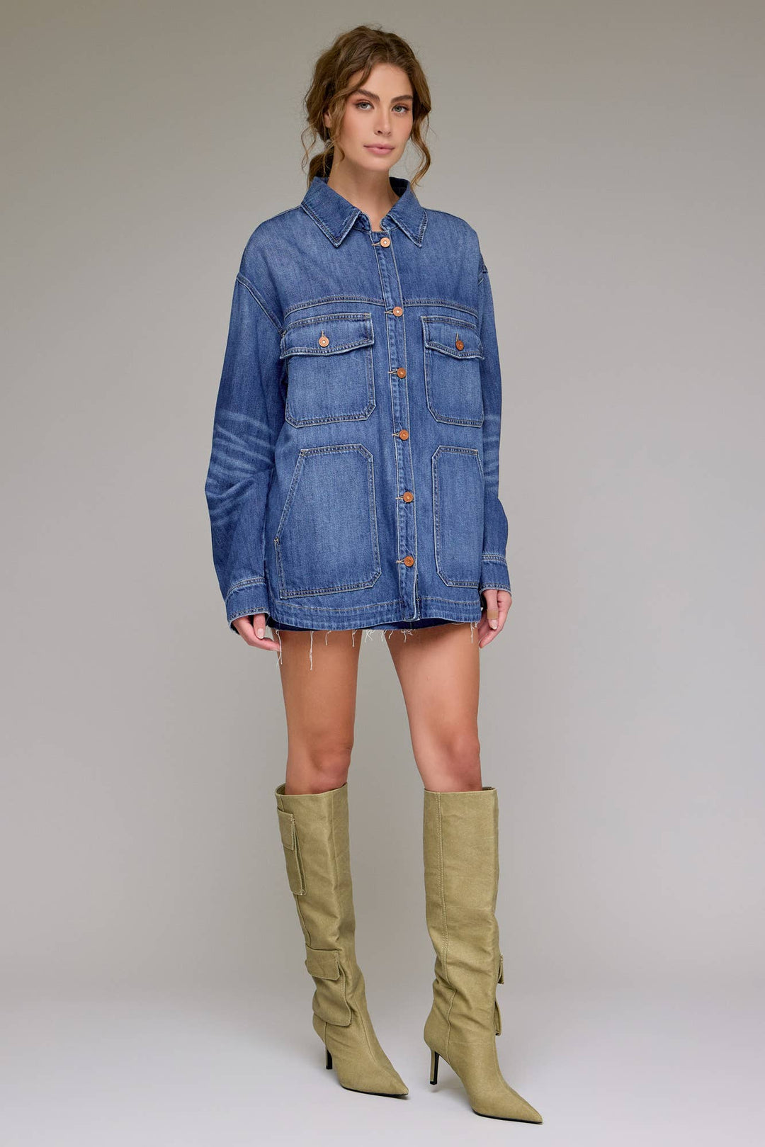 Hidden Jeans | Medium Wash Oversized Shirt