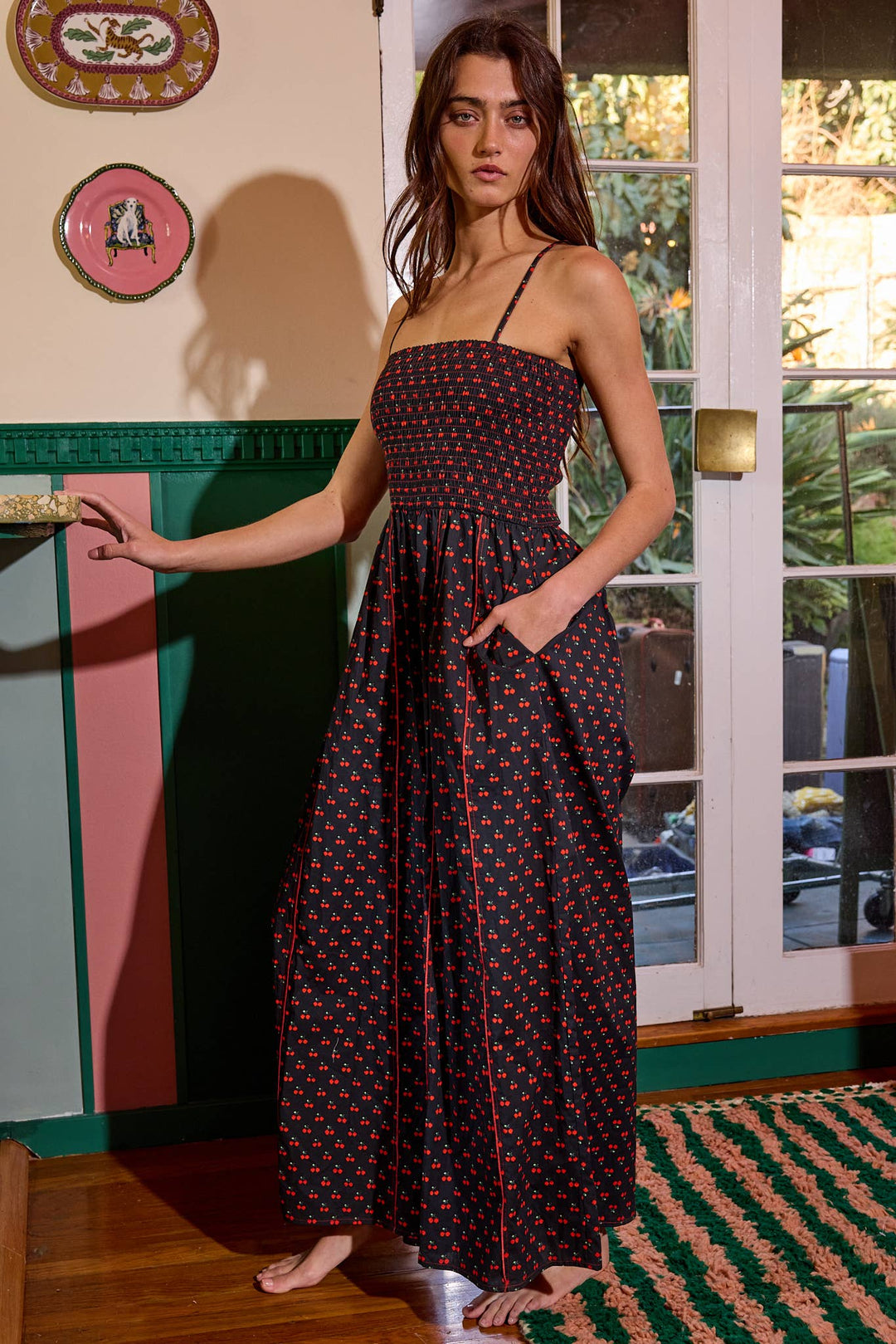 Bucketlist | Smocked Detail Print Jumpsuit