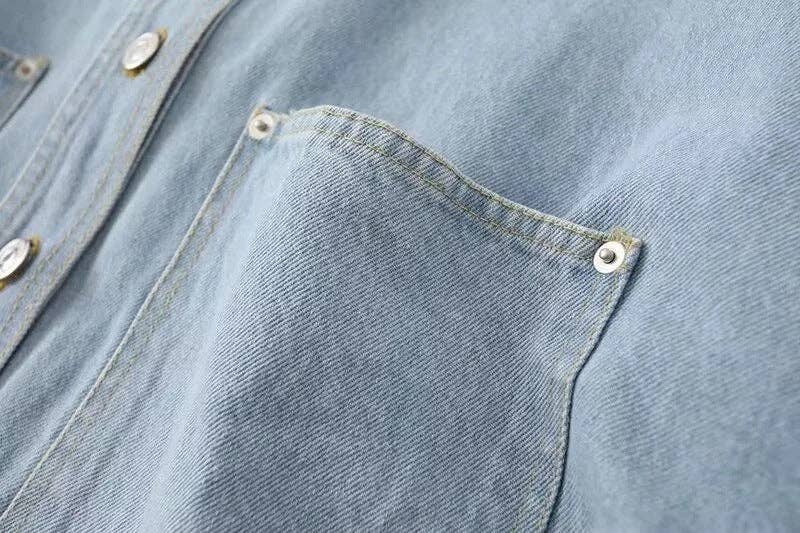 Sweetkama | Ladies Button-Up Pocket Denim Shacket