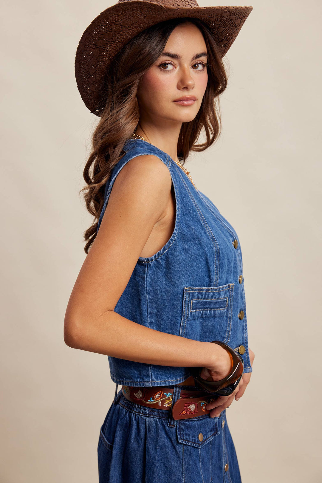 Listicle | Button Front Denim Vest