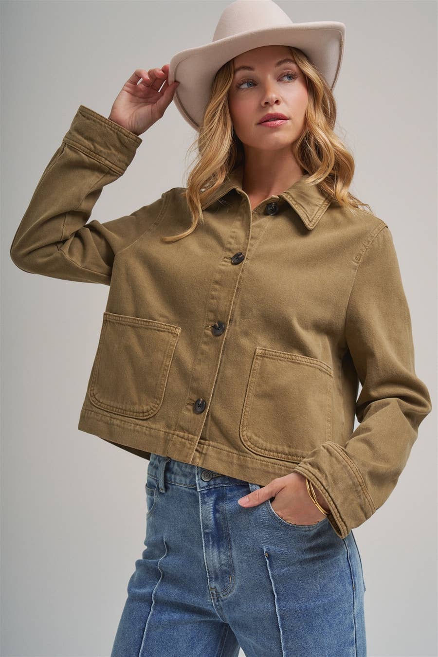 Bon | Cropped Utility Jacket With Patch Pocket