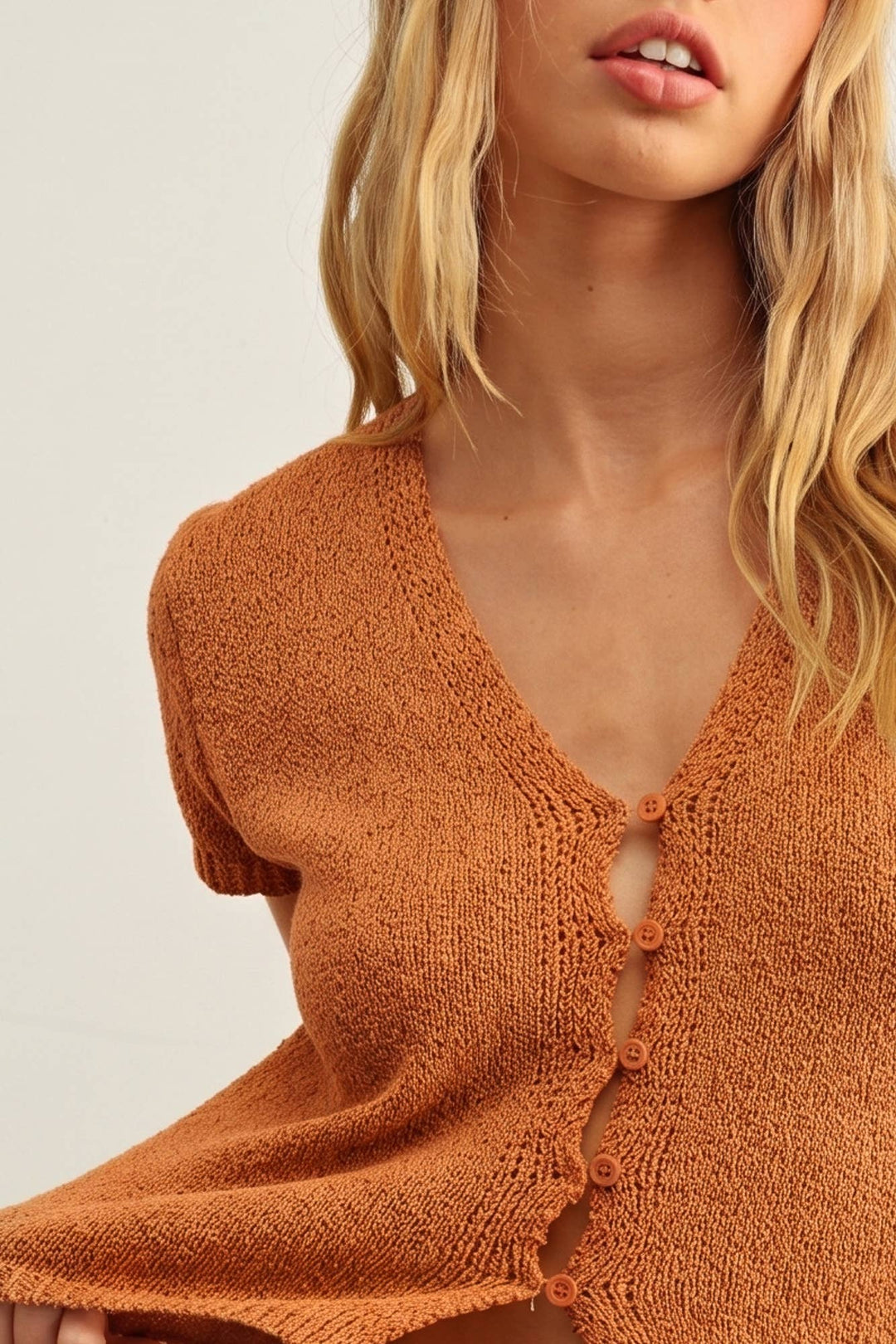 Miou Muse | Cap Sleeve Button Front Top