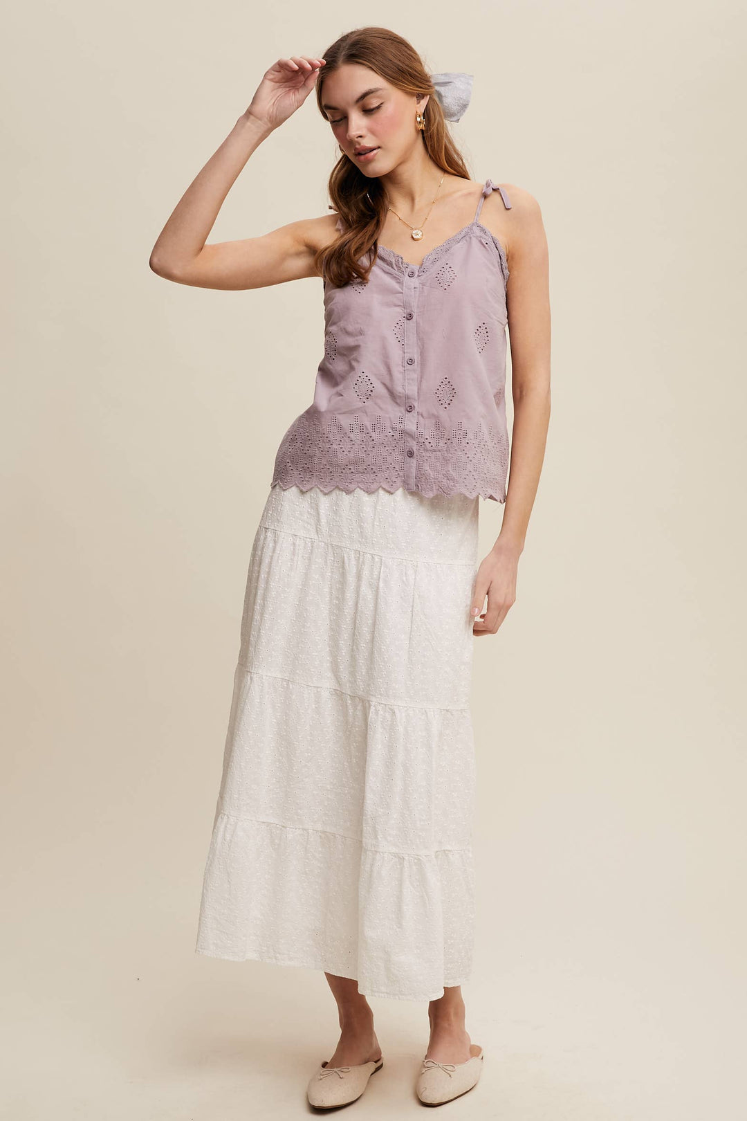 Listicle | Eyelet Embroidered Sleeveless Top