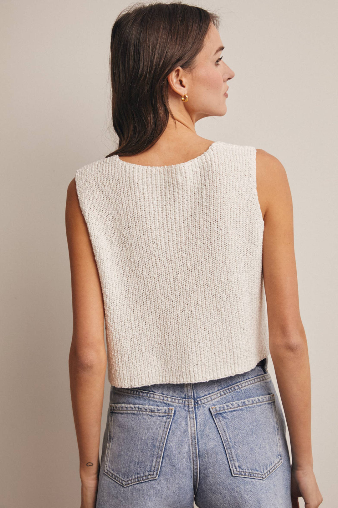 Forte | Button-Front Knit Vest Top