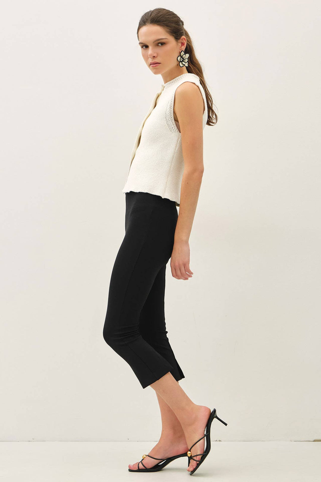 Be Cool | Corchet Trim Button Up Sweater Vest
