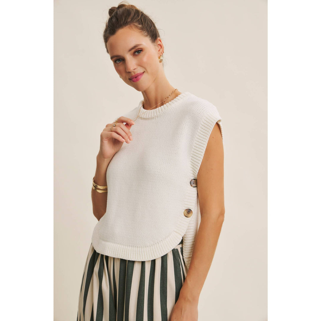 In february | Side Button Sweater Top