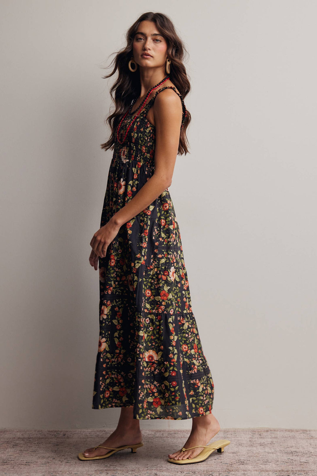 Forte | Floral Smocked Tiered Midi Dress