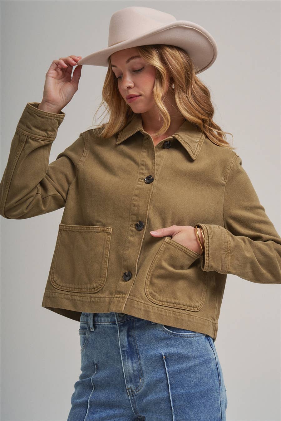Bon | Cropped Utility Jacket With Patch Pocket