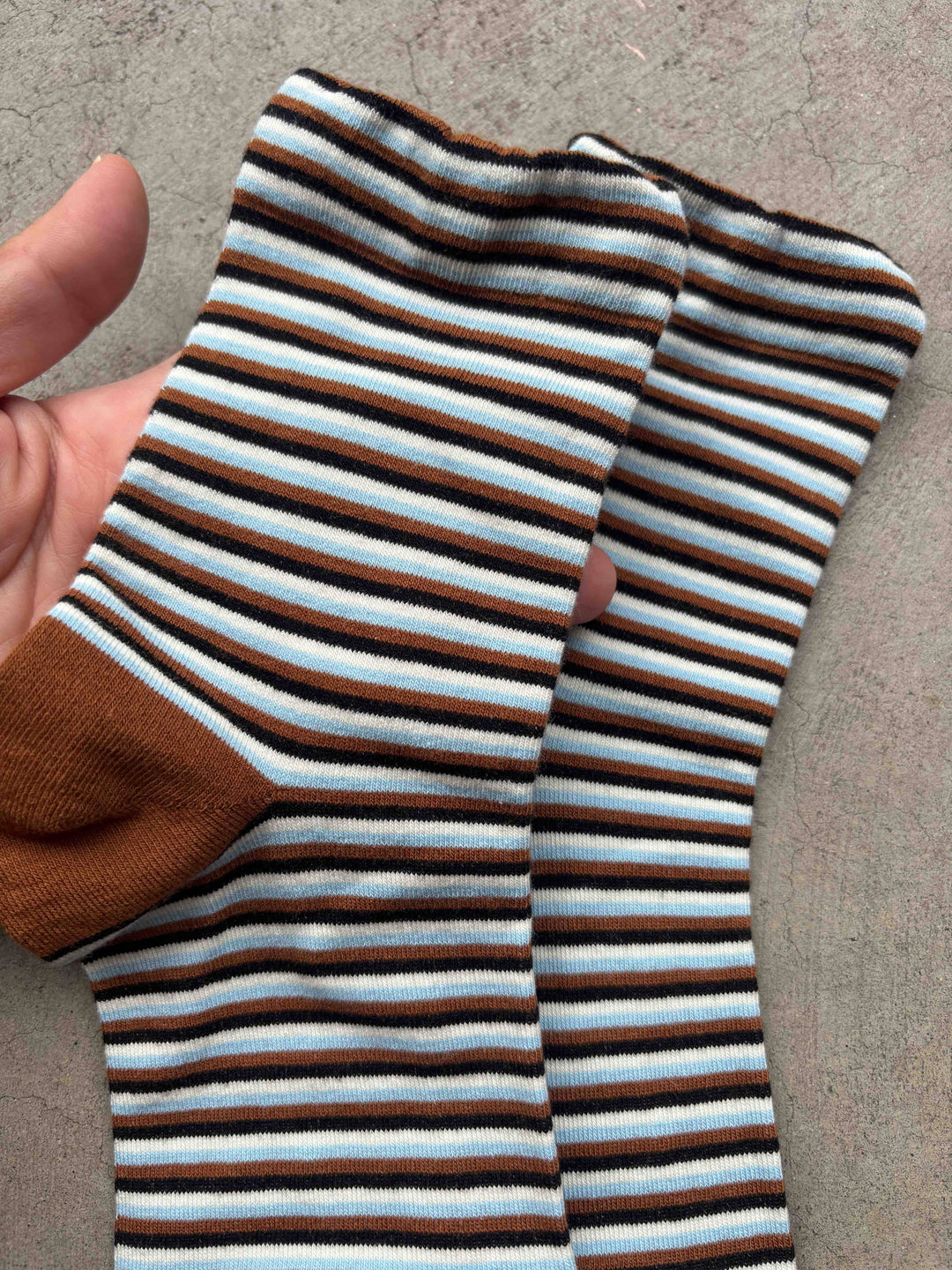 Tiepology | Vintage Micro Stripe Cotton Crew Socks