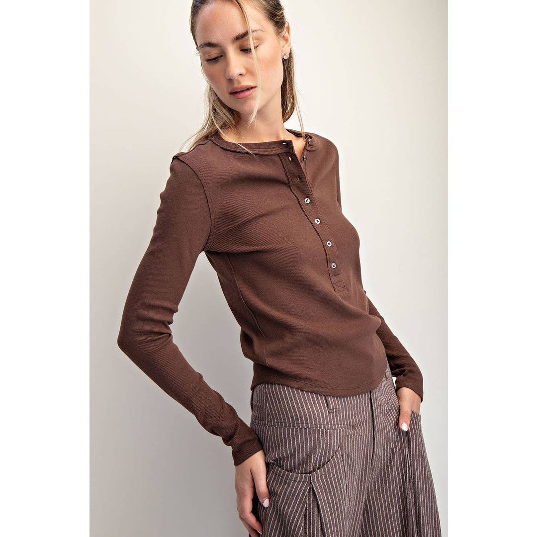 Cotierra | Henley Button Closure Top