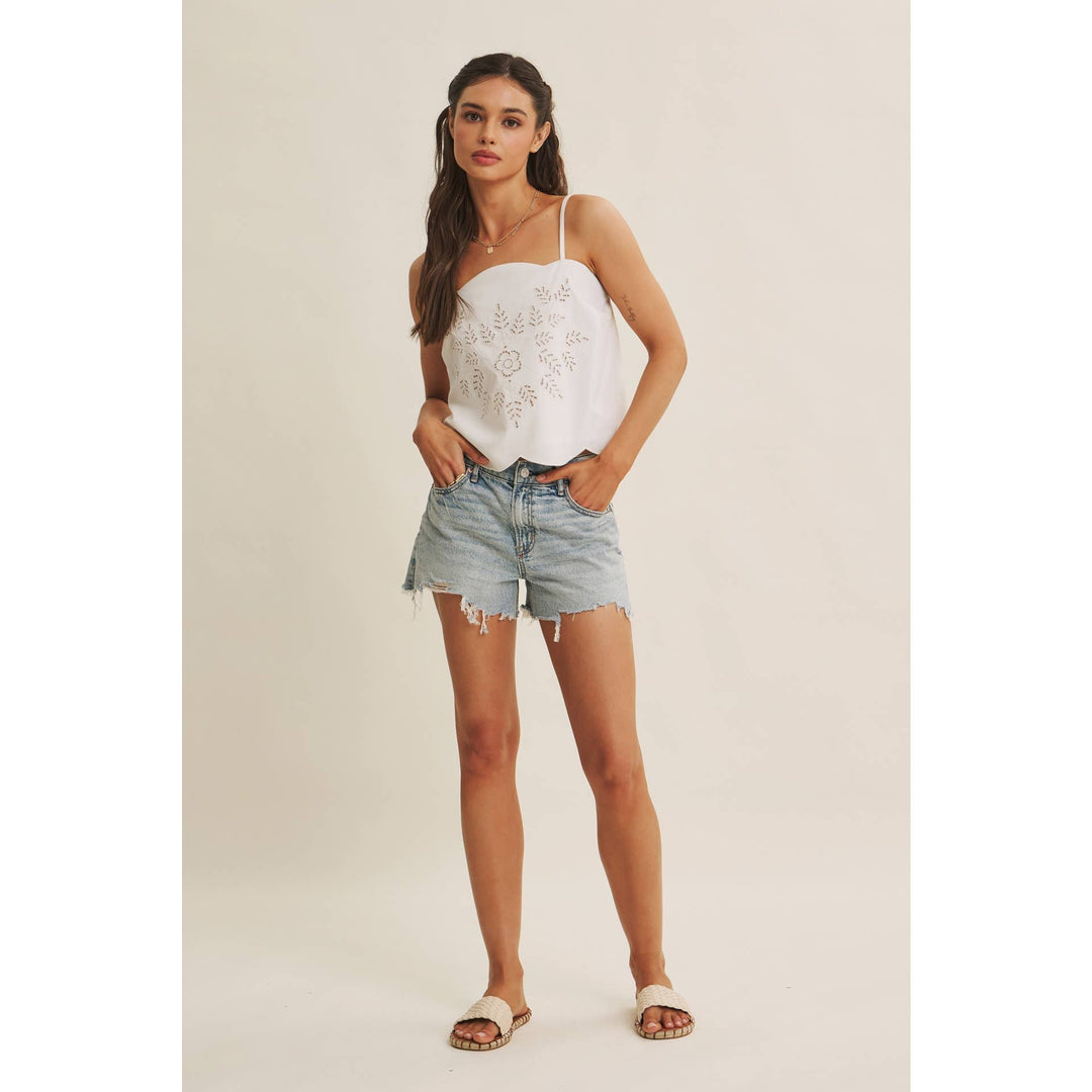 In February | A Line Cut Out Embroidered Cami